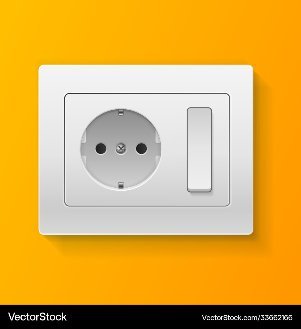 Realistic 3D Switch and Socket vector image