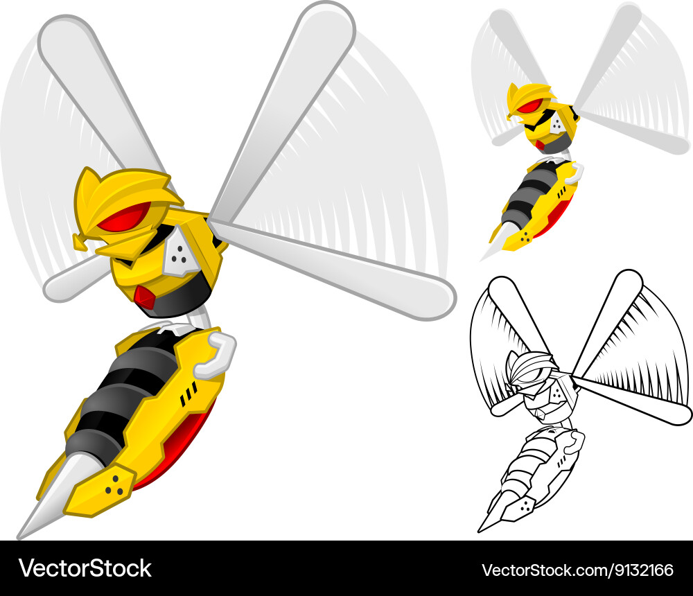 Robotic Wasp Character Vector Image