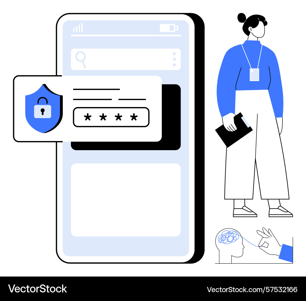 Secure login concept with mobile interface vector image