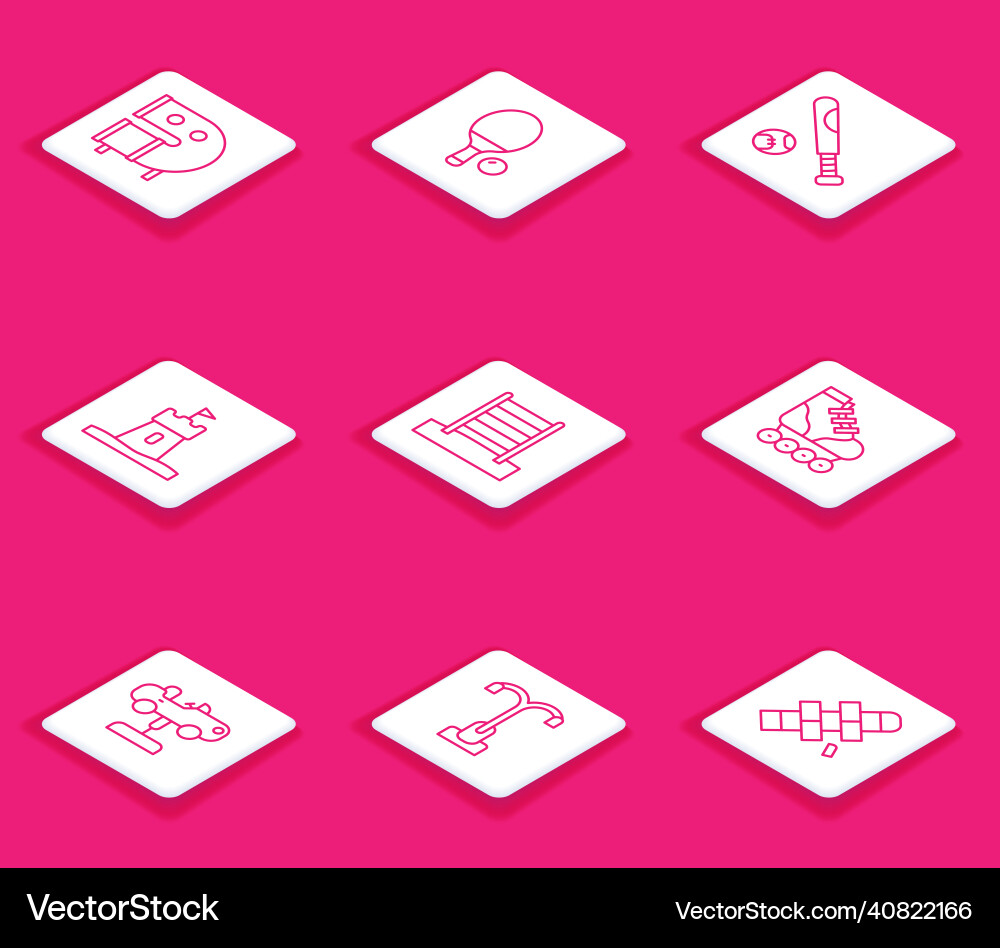 Set line kid playground slide pipe racket Set line kid playground slide pipe racket Vector Image