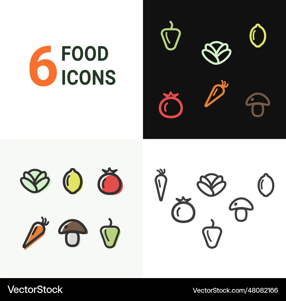 Set of 6 linear icons Vector Image