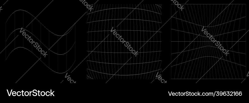 Set of deformed distorted grids meshes flex Set of deformed distorted grids meshes flex Vector Image
