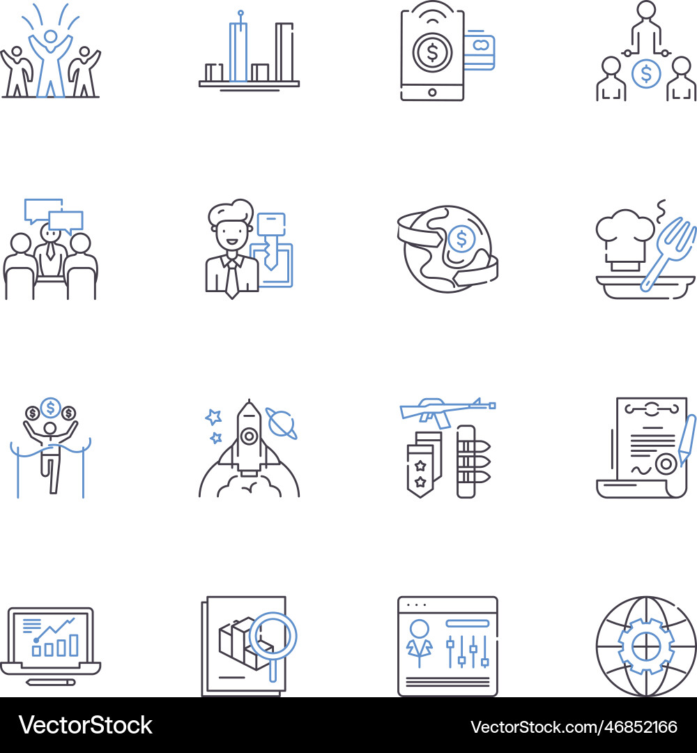 Startup accelerators line icons collection Startup accelerators line icons collection Vector Image