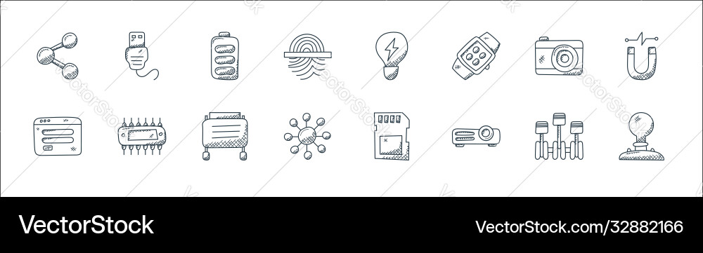 Technology line icons linear set quality Technology line icons linear set quality vector image