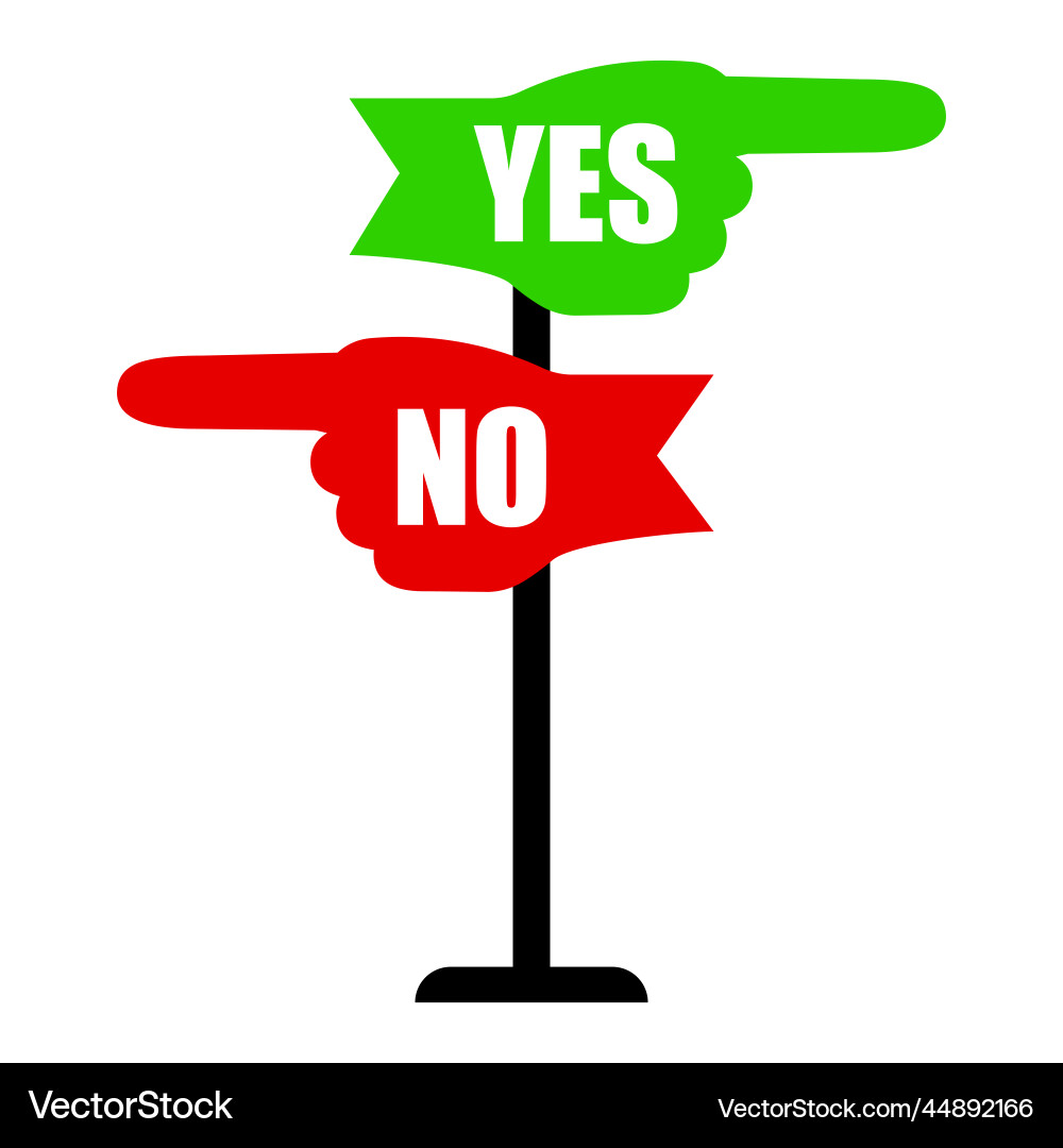 Yes no hand pointers stock Yes no hand pointers stock vector image