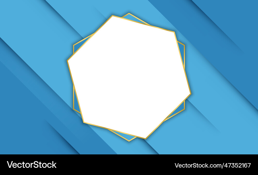 Blue shadow lines with gold hexagonal frame Blue shadow lines with gold hexagonal frame vector image
