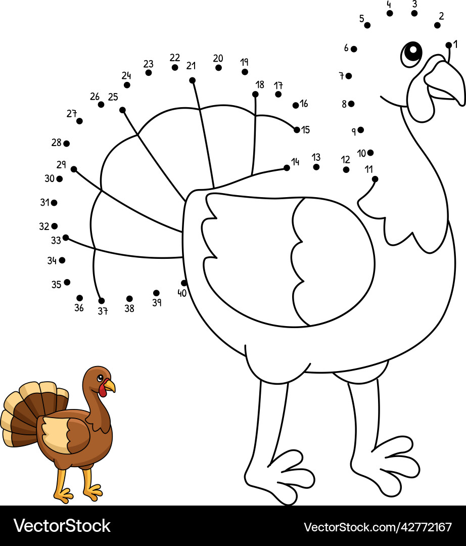 connect-the-dots-turkey-coloring-page-royalty-free-vector for Free Printable Thanksgiving Dot To Dot Connect the Dots Turkey Coloring Page Royalty Free Vector for Free Printable Thanksgiving Dot To Dot