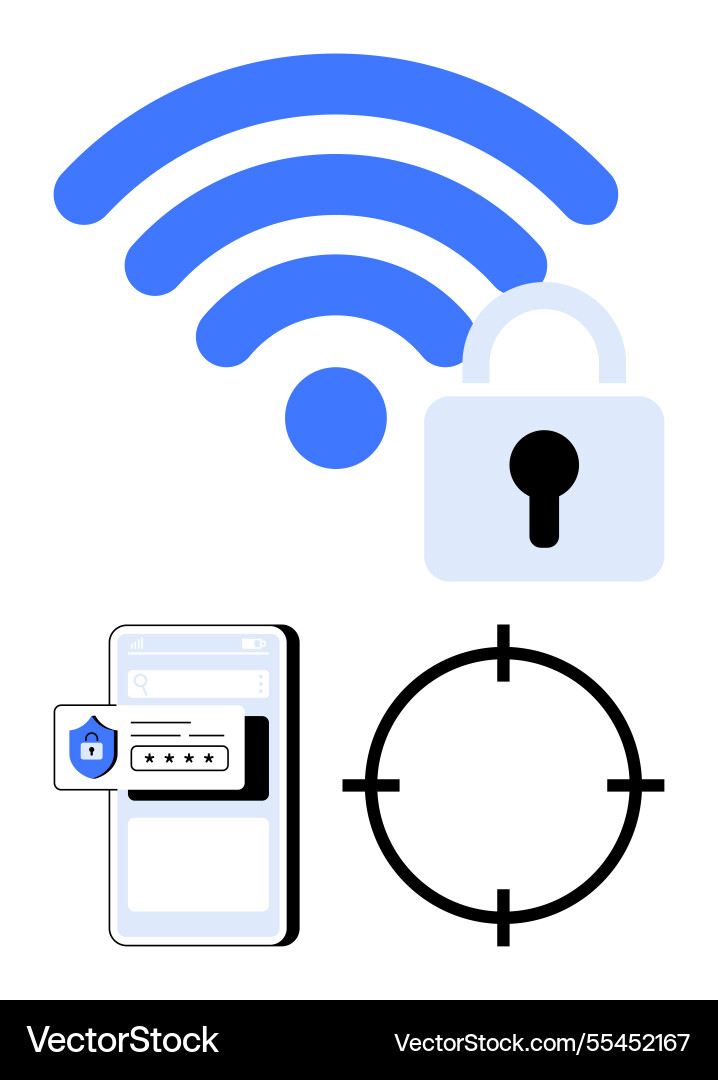 Digital security with wireless lock smartphone Vector Image