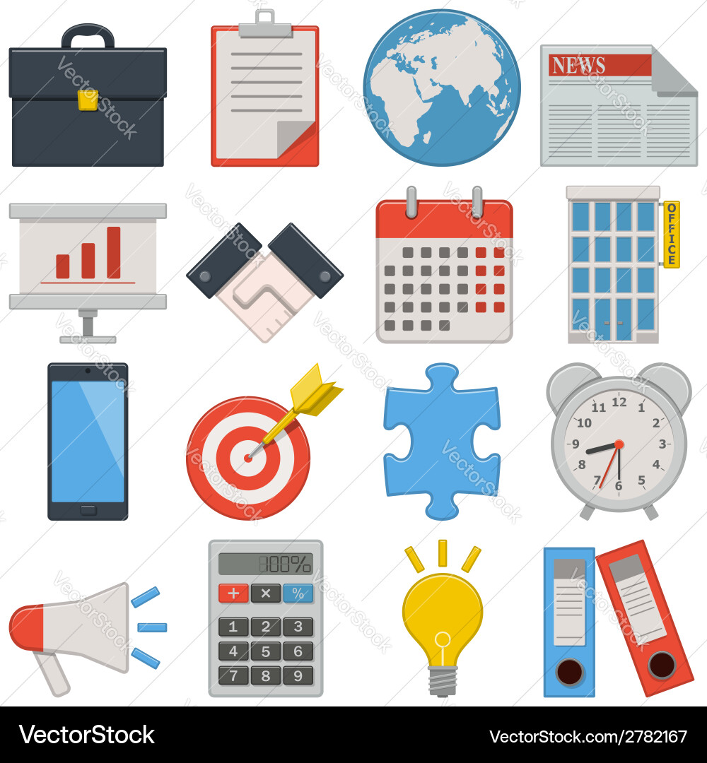 Flat icons business Royalty Free Vector Image - VectorStock