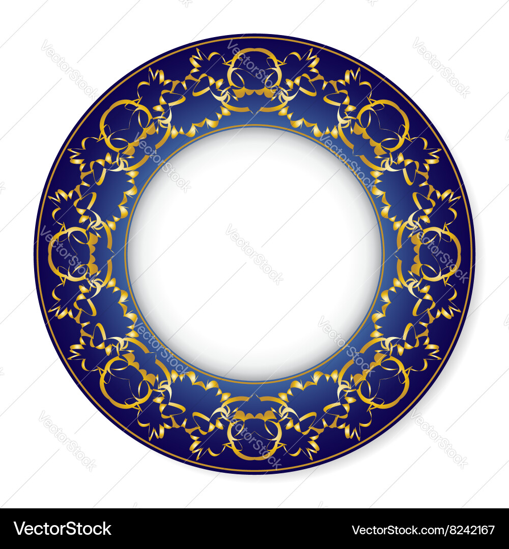 Frame with gold pattern on a blue background vector image