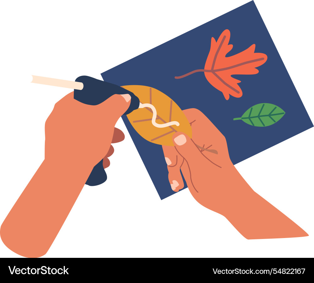 Hands creating applique Vector Image