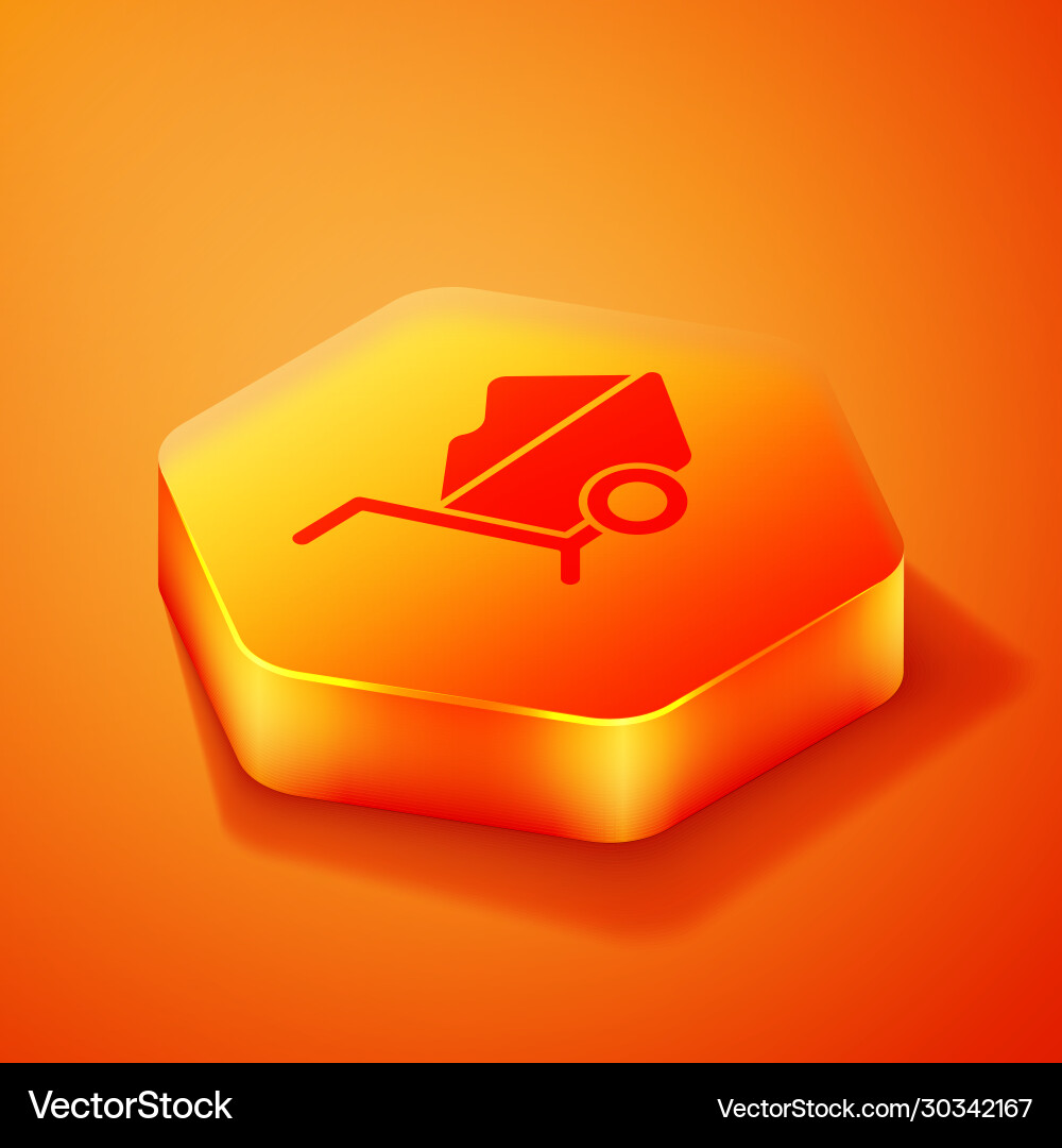 Isometric wheelbarrow with dirt icon isolated Isometric wheelbarrow with dirt icon isolated vector image