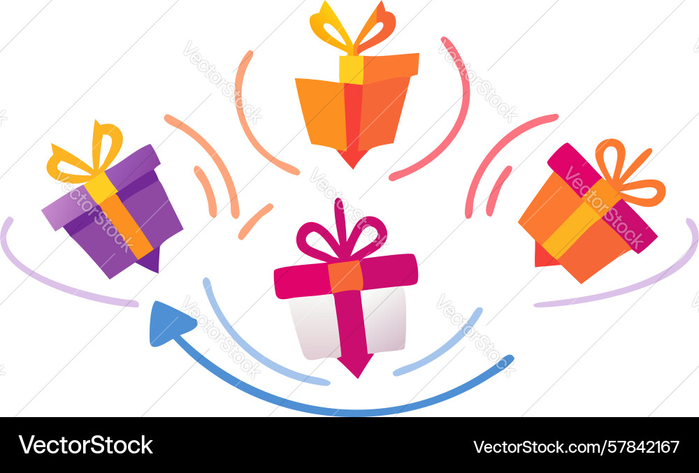 Multiple gifts circulating on a defined path Vector Image