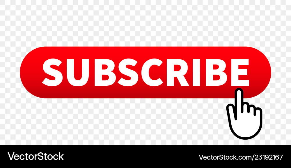 Red Subscribe Button with Hand Vector Image