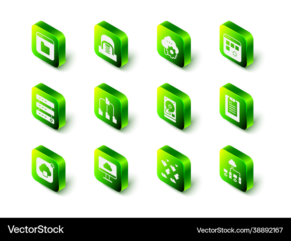 Set hangar with servers cloud technology data Vector Image