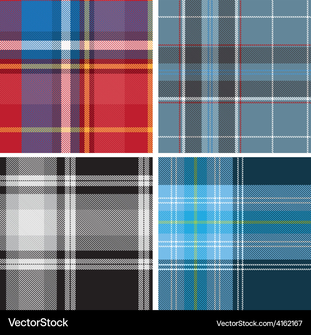 Set of seamless tartan patterns vector image