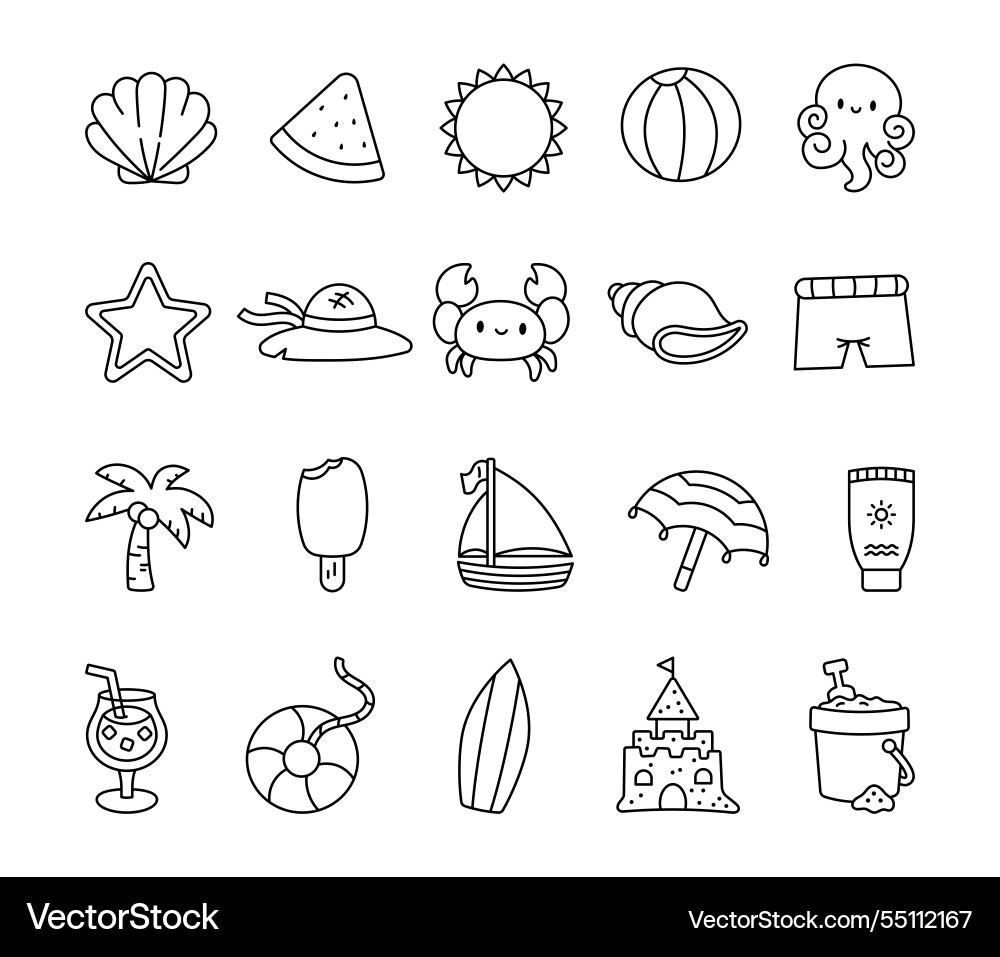 Set of summer beach objects Set of summer beach objects vector image