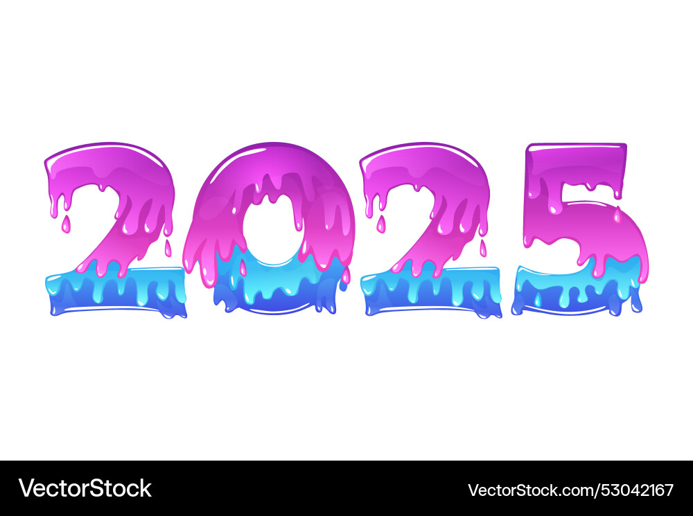Slime number 2025 new year isolated Slime number 2025 new year isolated vector image