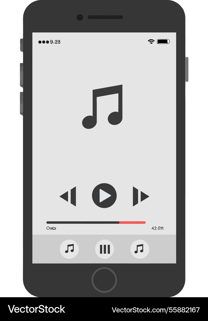 Smartphone displaying a music player interface Smartphone displaying a music player interface vector image