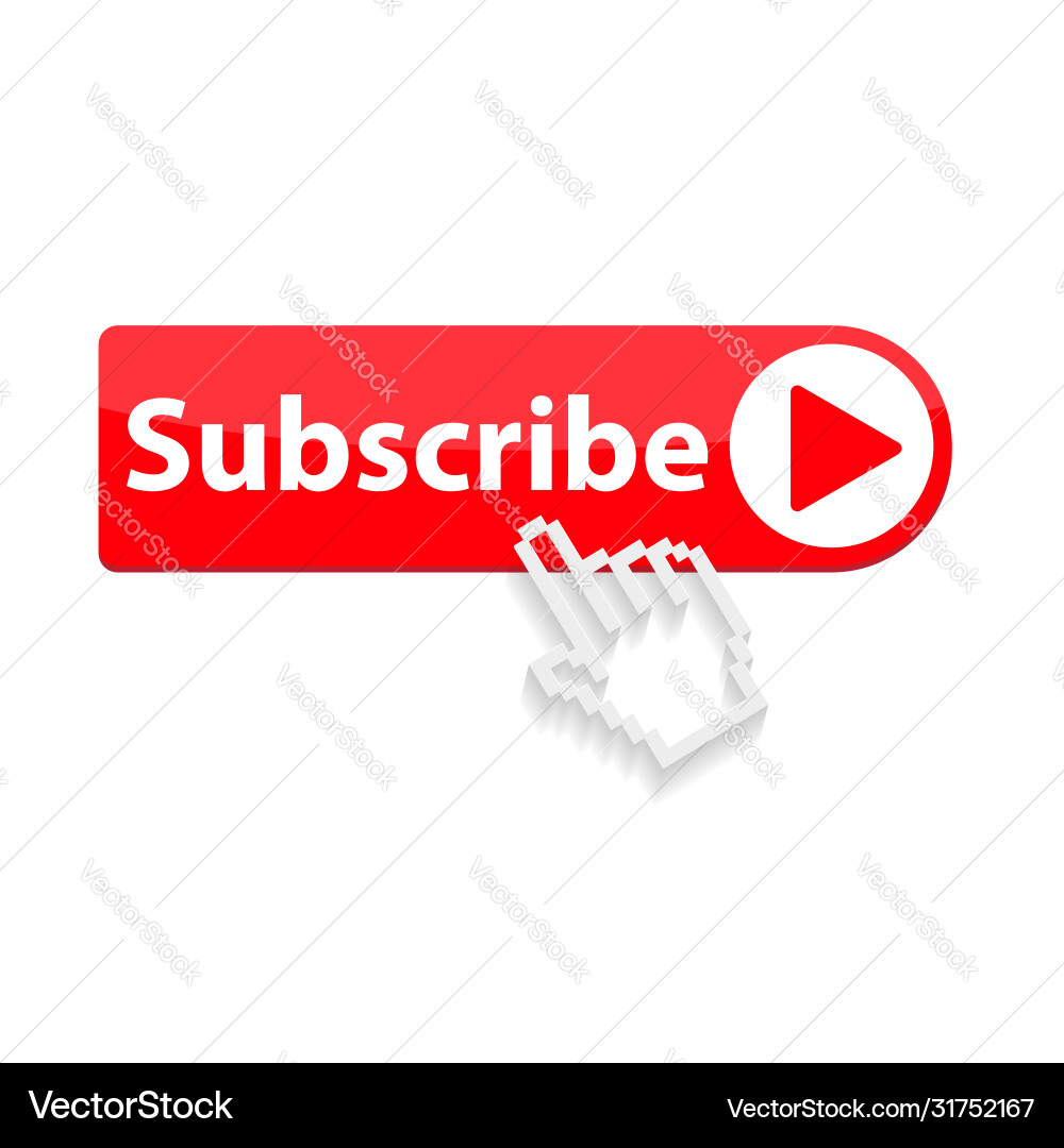 Subscribe red button website element icon Vector Image