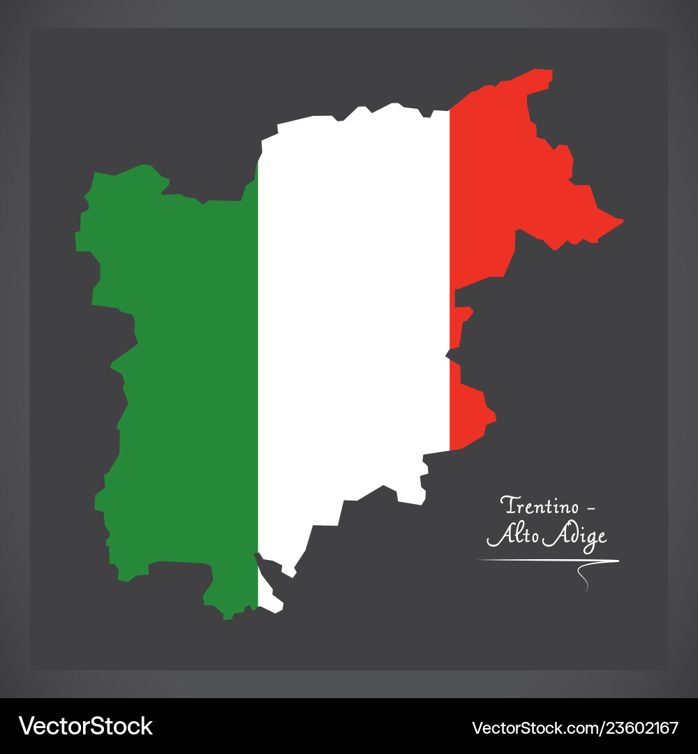 Trentino-alto adige map with italian national flag Trentino-alto adige map with italian national flag vector image