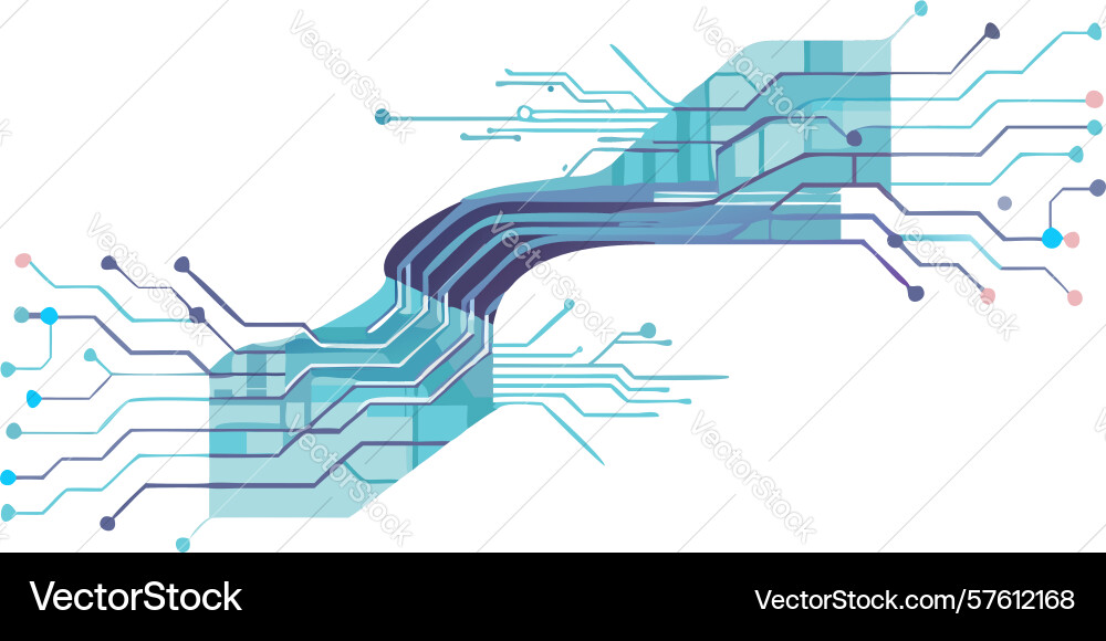 Abstract flowing circuit lines digital technology Vector Image