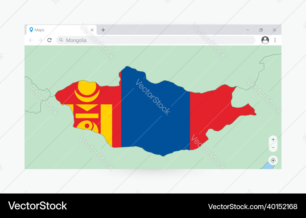 Browser window with map of mongolia searching Browser window with map of mongolia searching vector image