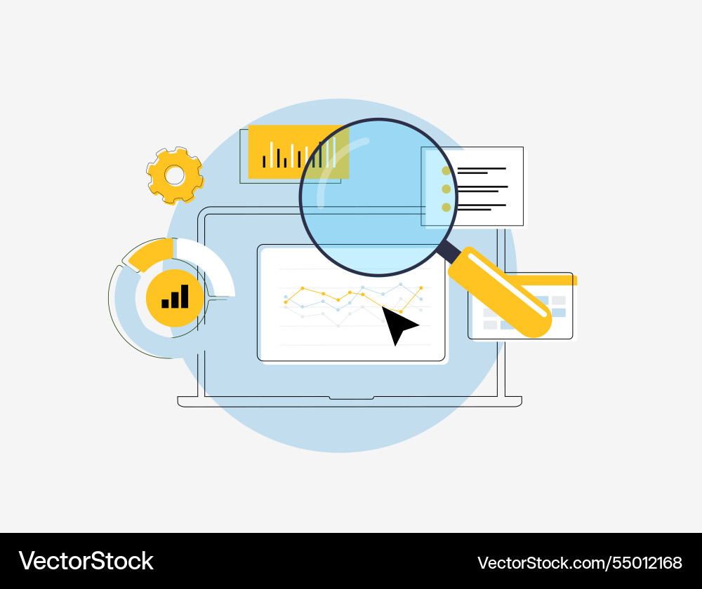 Data-driven decisions in marketing charts graphs vector image