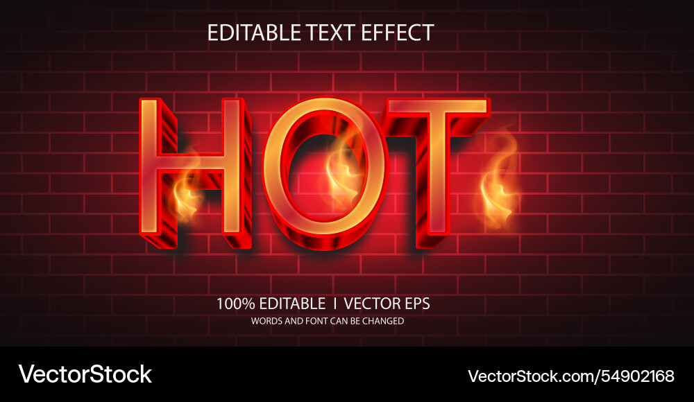 Hot 3d text effect with modern style design Hot 3d text effect with modern style design vector image
