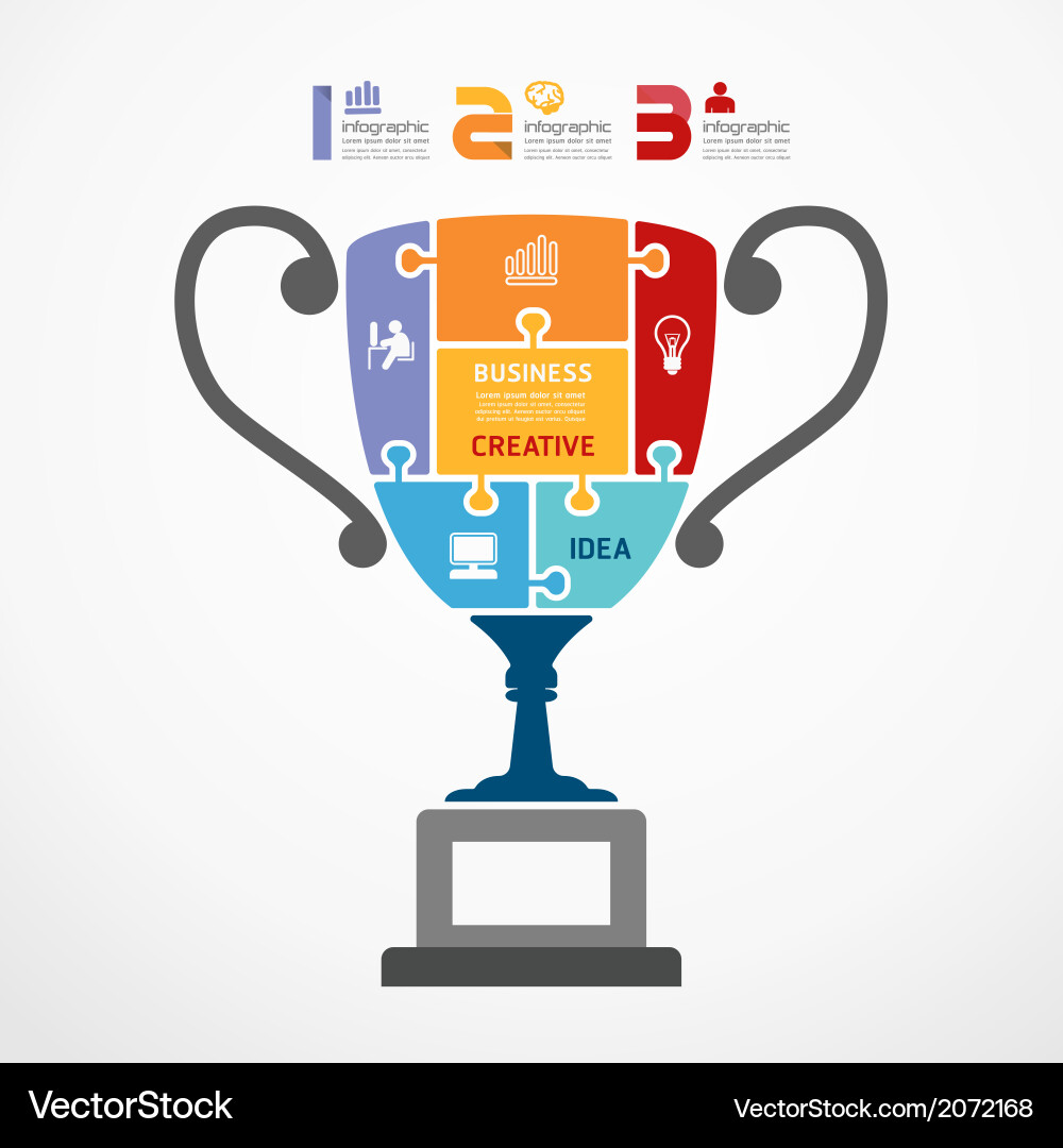 Jigsaw Trophy Infographic Template Vector Image