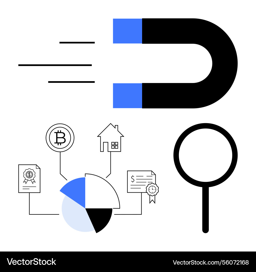 Magnet attracting insights with data visualization Vector Image