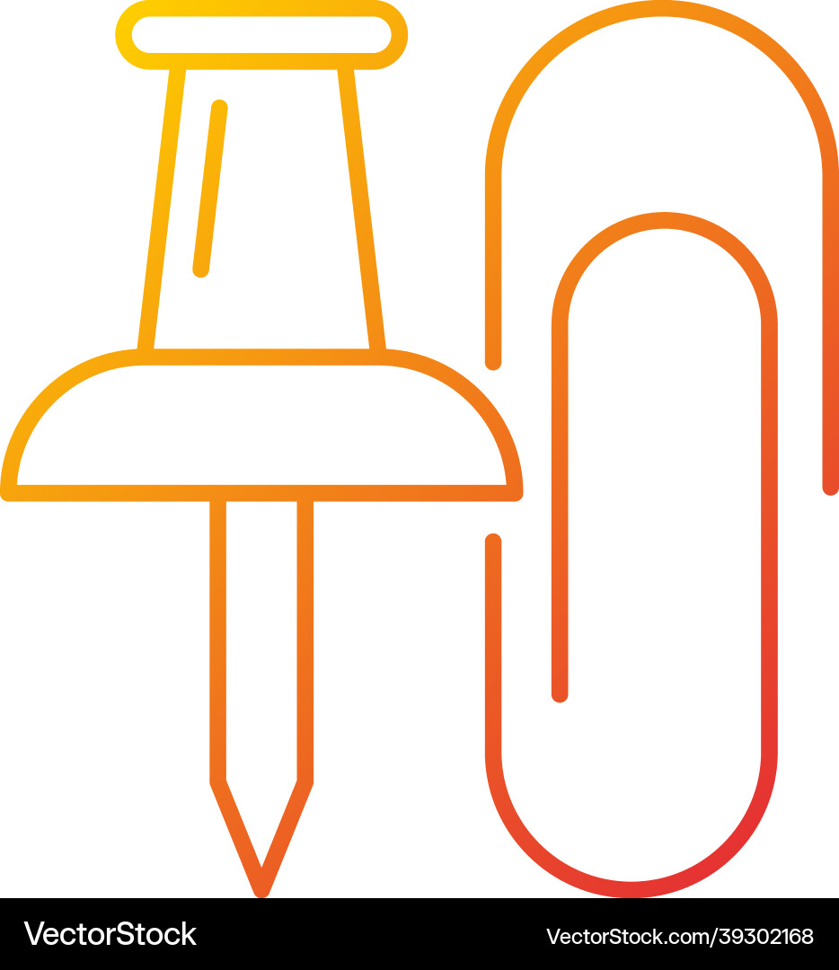 Pins and paper clips gradient linear icon Pins and paper clips gradient linear icon vector image
