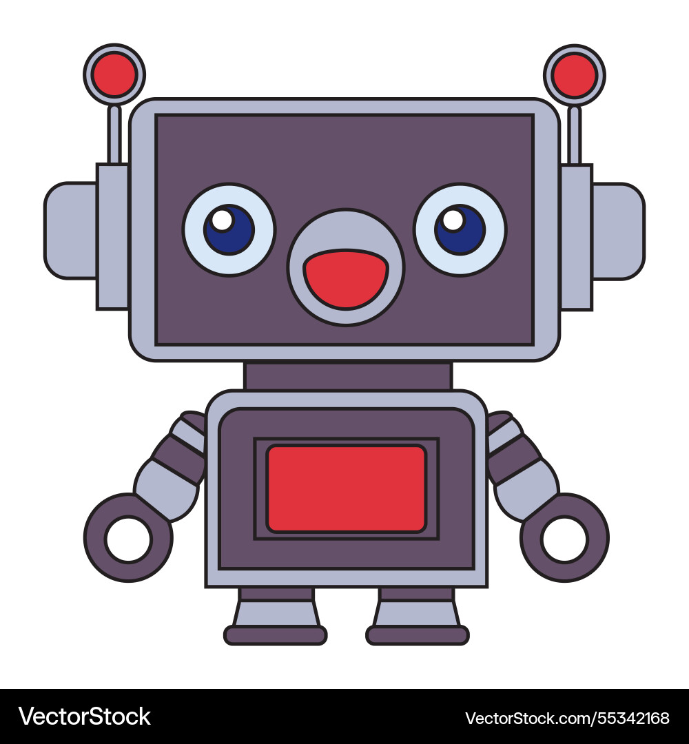 Robot android in doodle style isolated vector image