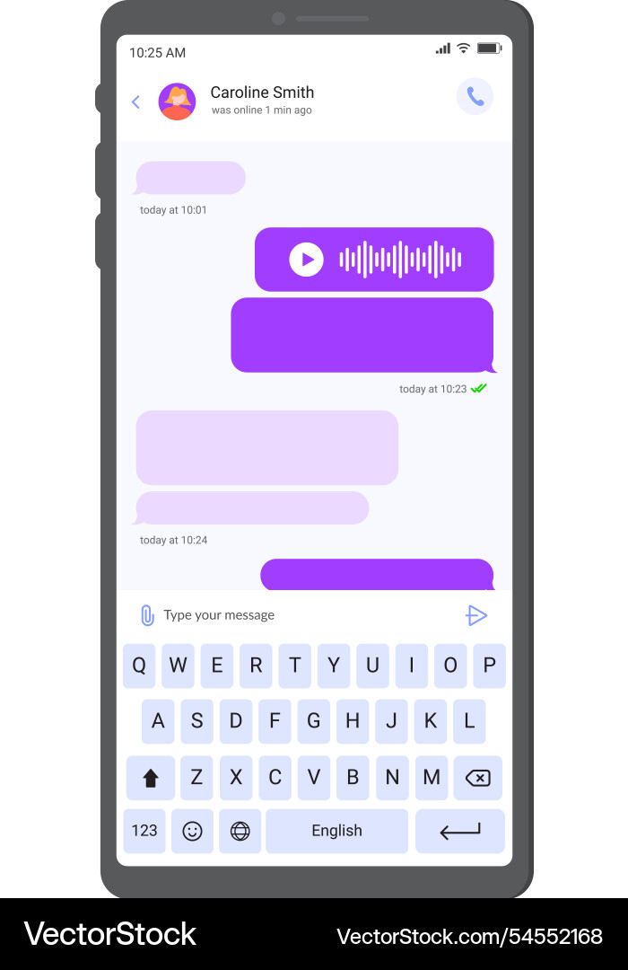 Smartphone displaying a chat conversation Smartphone displaying a chat conversation Vector Image