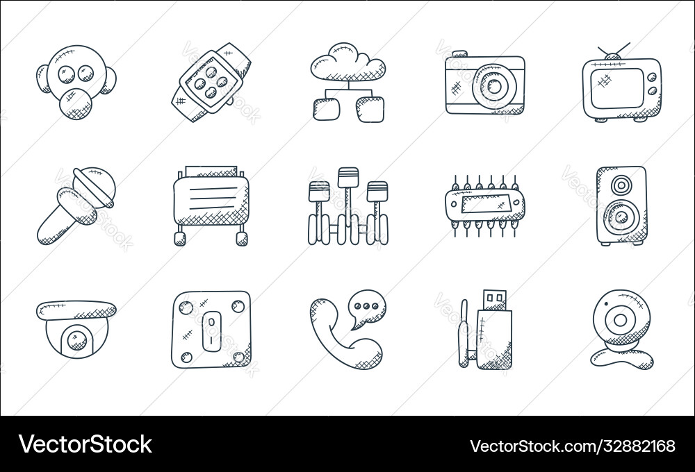Technology line icons linear set quality Technology line icons linear set quality vector image