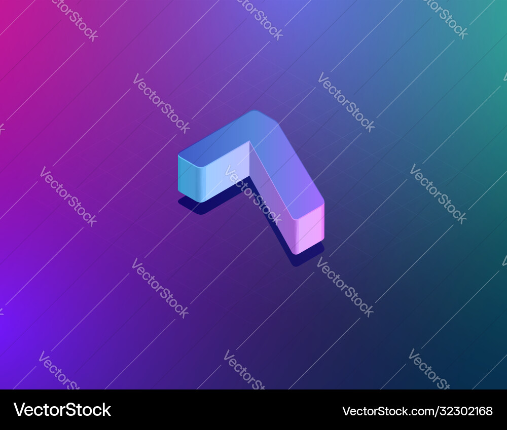 Three dee tech font character 7 isometric Vector Image