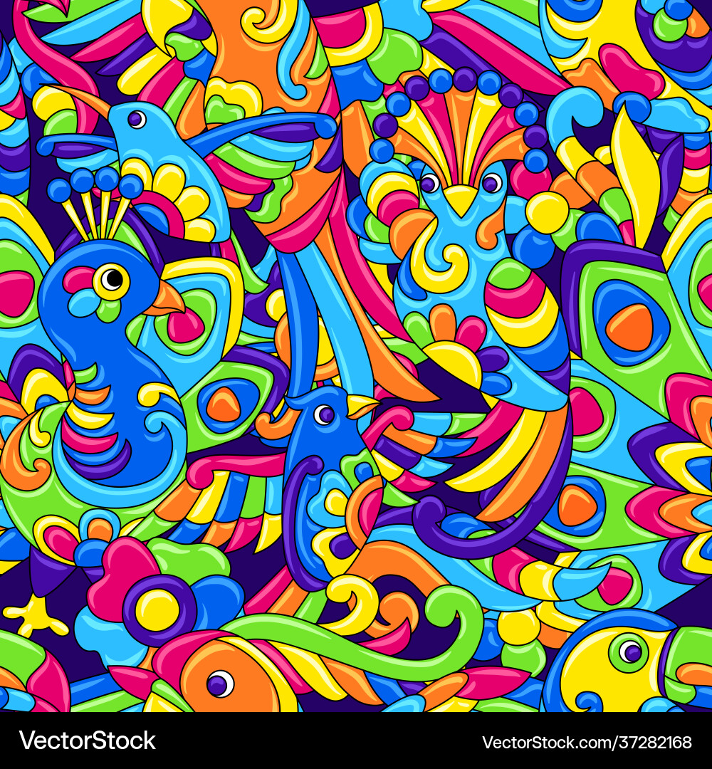 Tropical Mexican Bird Pattern Vector Image