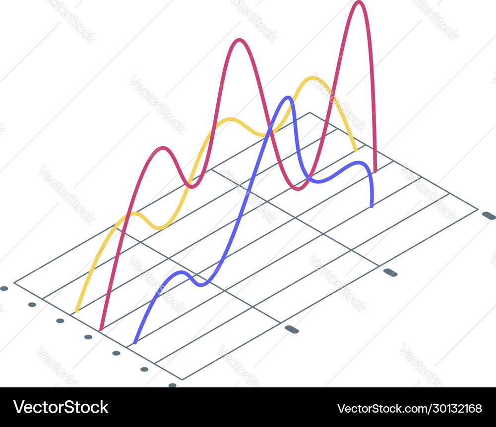 Trouble regression chart icon isometric style Trouble regression chart icon isometric style vector image