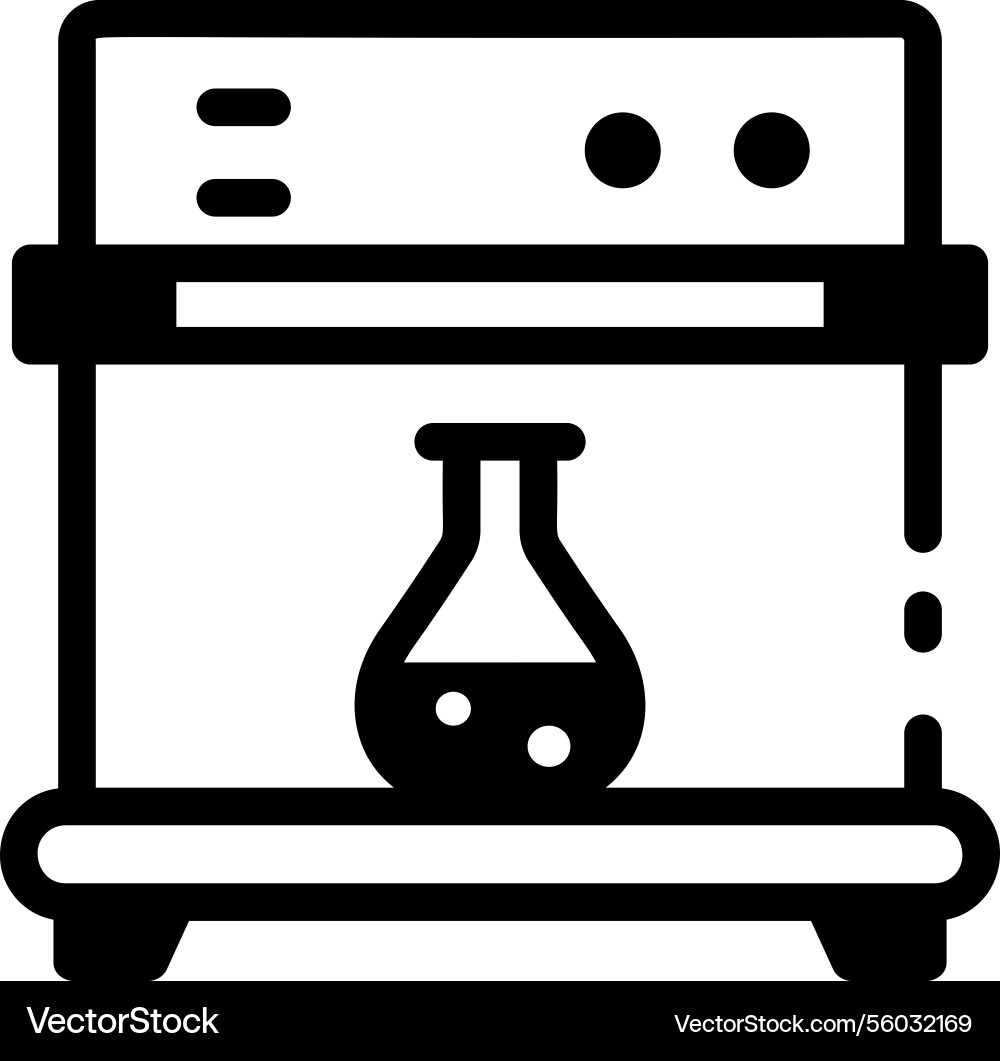 A flask container in lab oven line style icon Vector Image