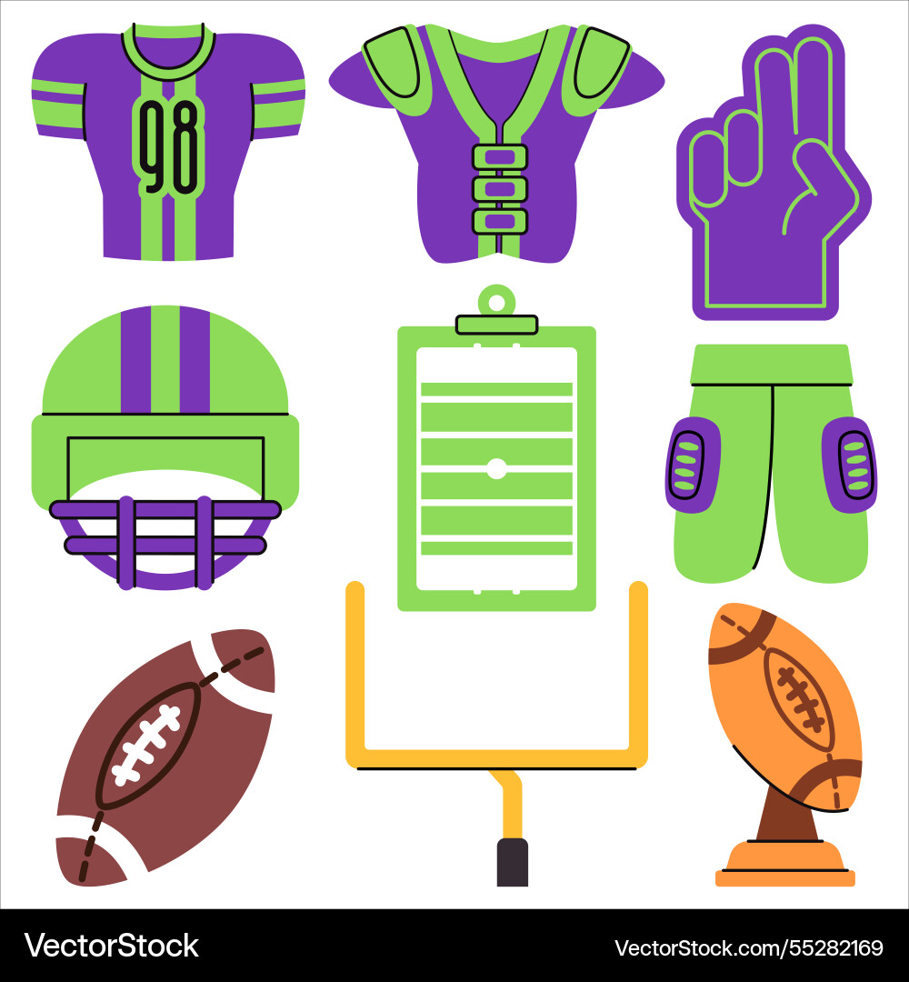 American football sport rugby set jersey shoulder American football sport rugby set jersey shoulder vector image