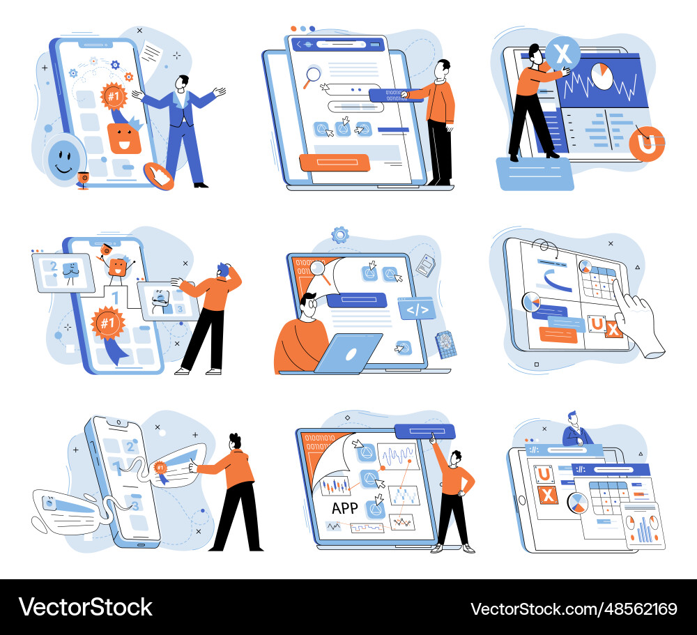 Application testing metaphor app test Application testing metaphor app test vector image