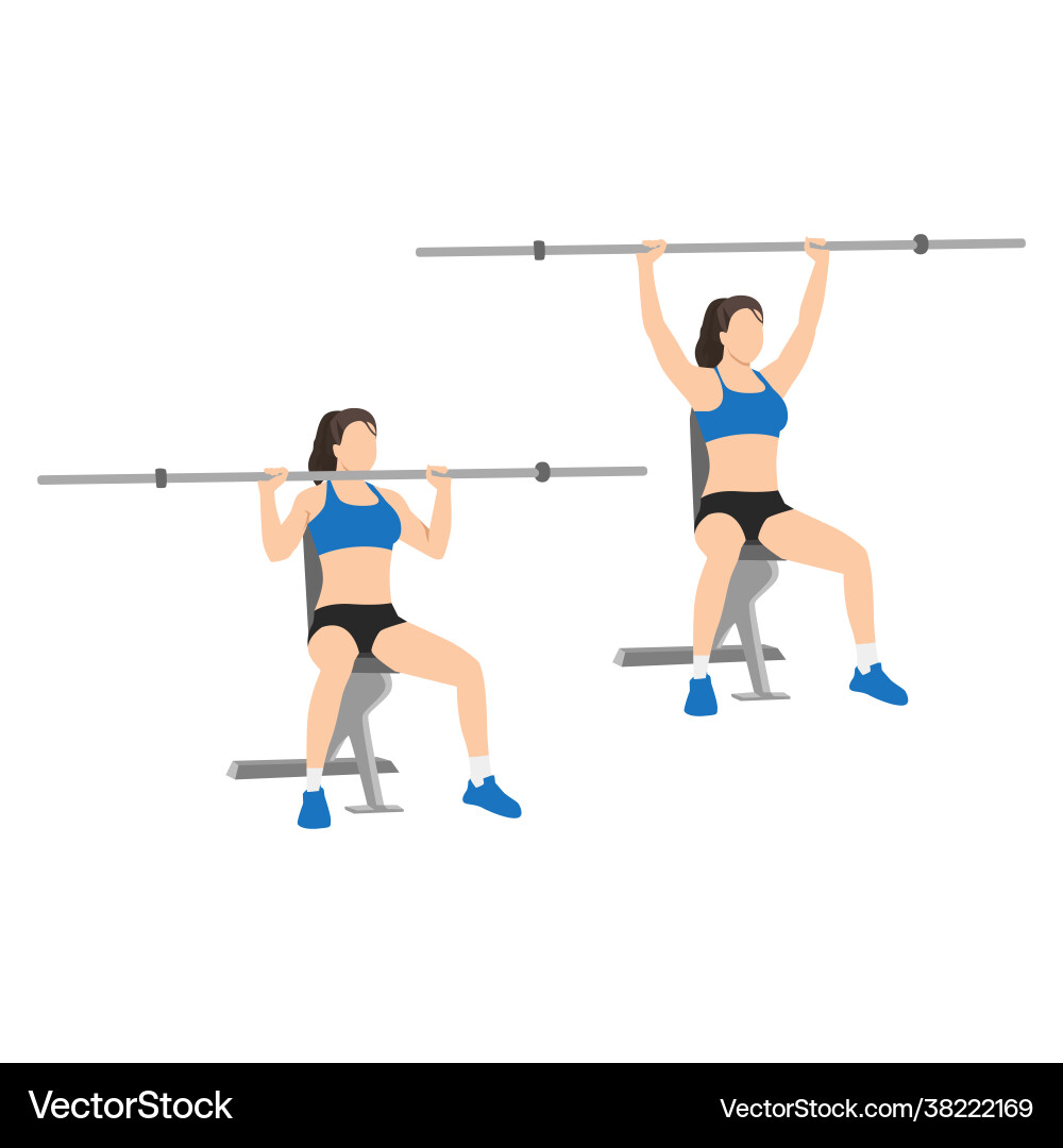 Barbell shoulder press overhead exercise Barbell shoulder press overhead exercise vector image