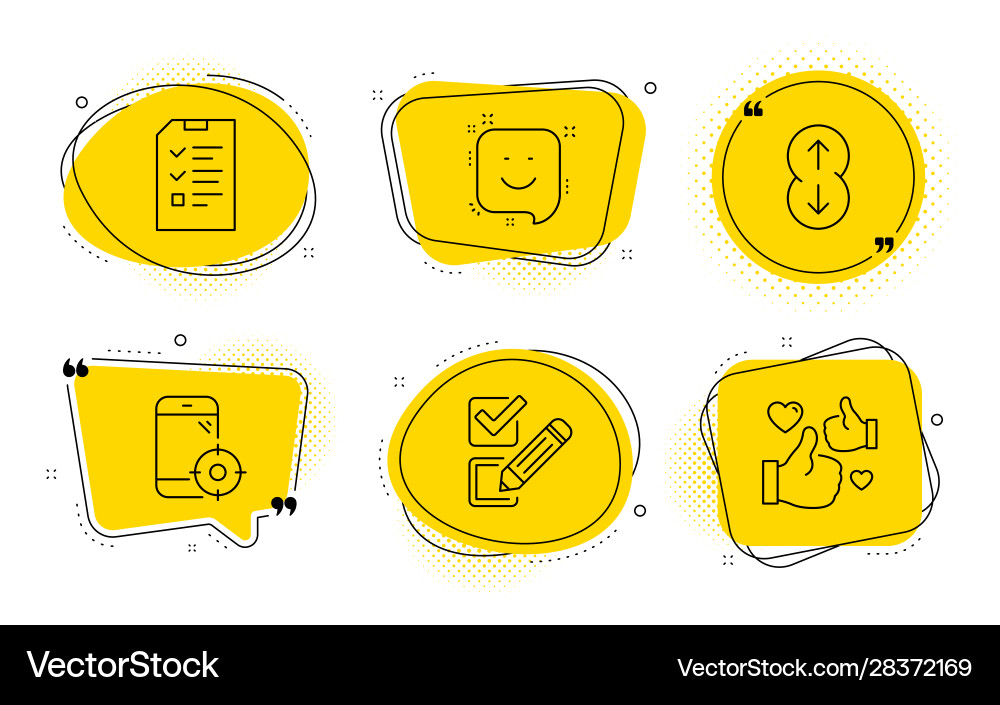 Checkbox scroll down and smile icons set Checkbox scroll down and smile icons set Vector Image