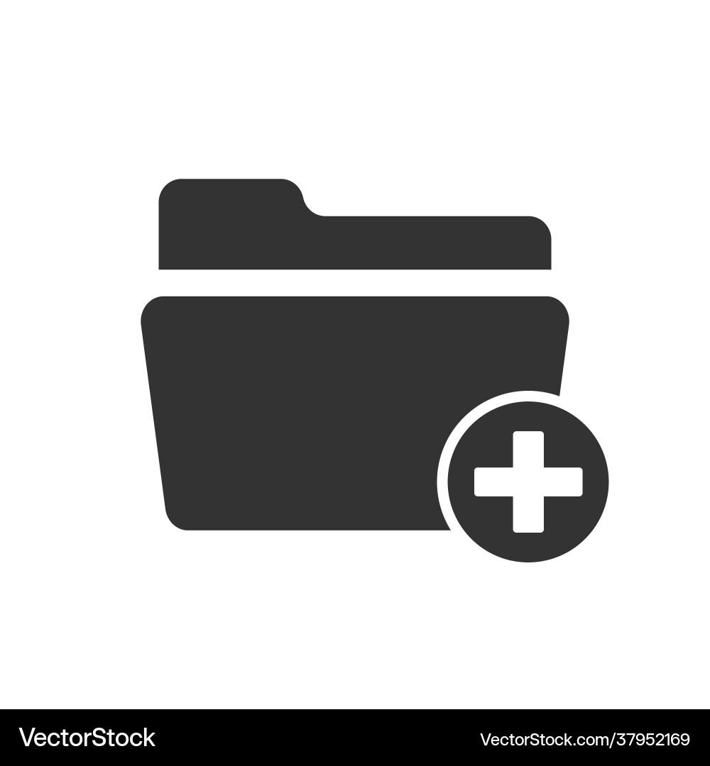 Computer folder icon with plus Computer folder icon with plus vector image