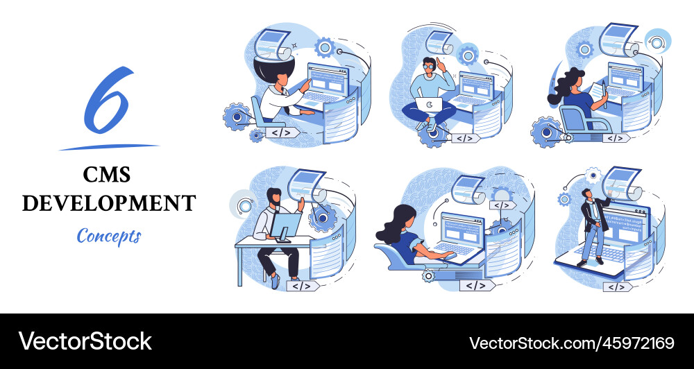 Concept of digital content management system cms Concept of digital content management system cms vector image