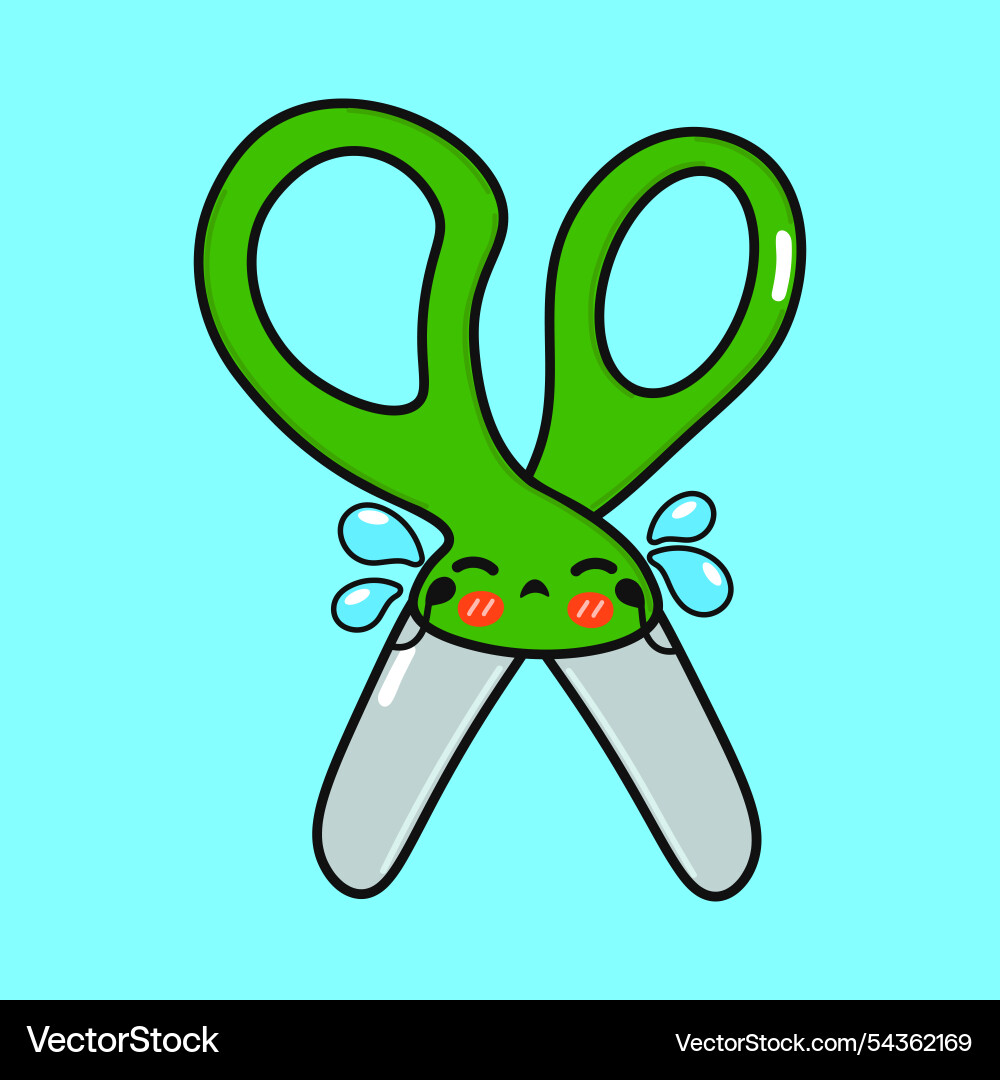 Crying scissors character hand drawn Vector Image
