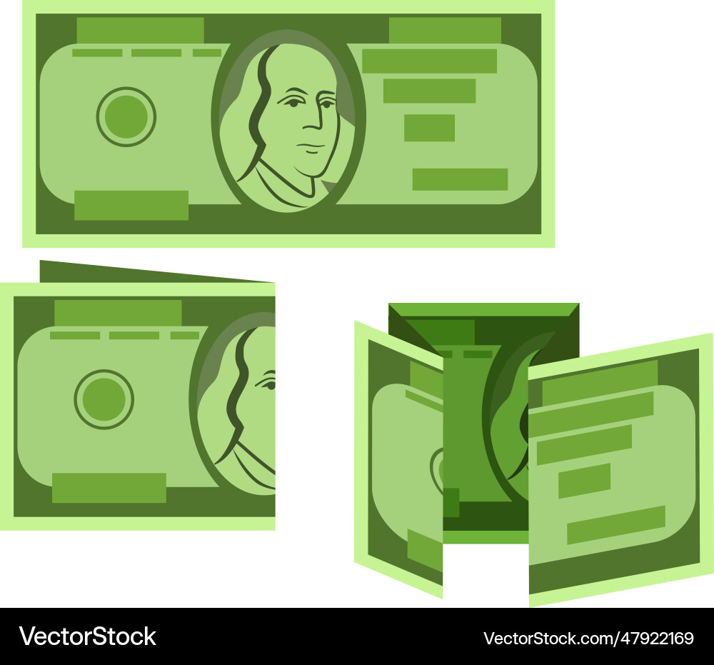 Example of folding banknotes Example of folding banknotes Vector Image