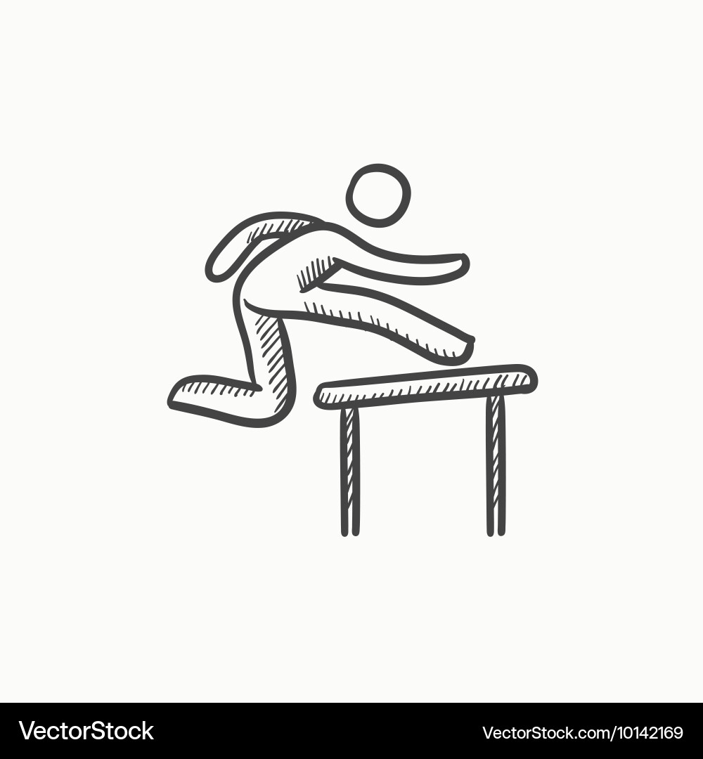 Man running over barrier sketch icon Vector Image