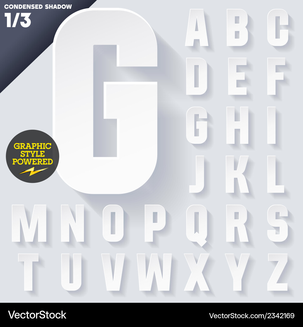 Modern flat alphabet with long ambient shadow Vector Image
