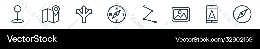 Navigation line icons linear set quality Navigation line icons linear set quality vector image